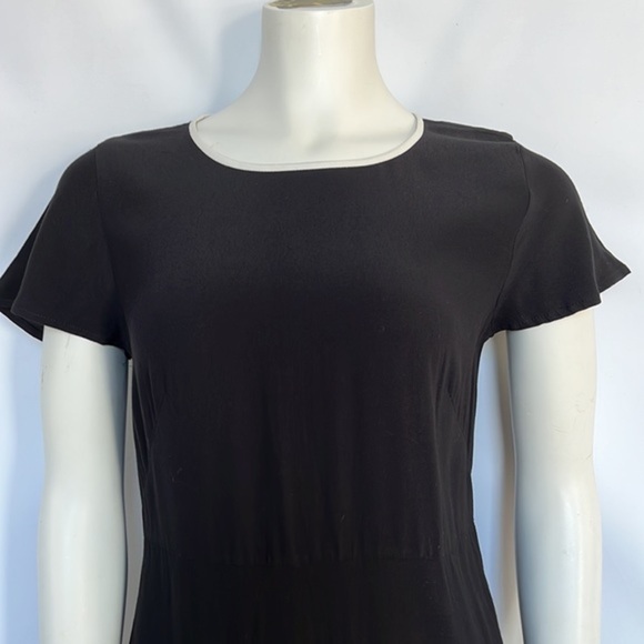 Loft Black White Collar Piping‎ Front Pockets Mini Dress Size 6 - Picture 3 of 8